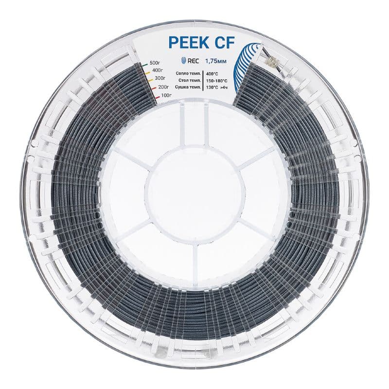 PEEK CF пластик REC 1.75мм серый на развес (454гр)